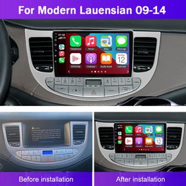 2+32GB Android 13 Double Din Car Stereo Compatible with Hyundai Genesis Sedan 2009-2014 Wireless Carplay iOS/Android Auto 9″ Bluetooth Touchscreen Car Radio GPS Navigation,Mirror Link + Camera&MIC