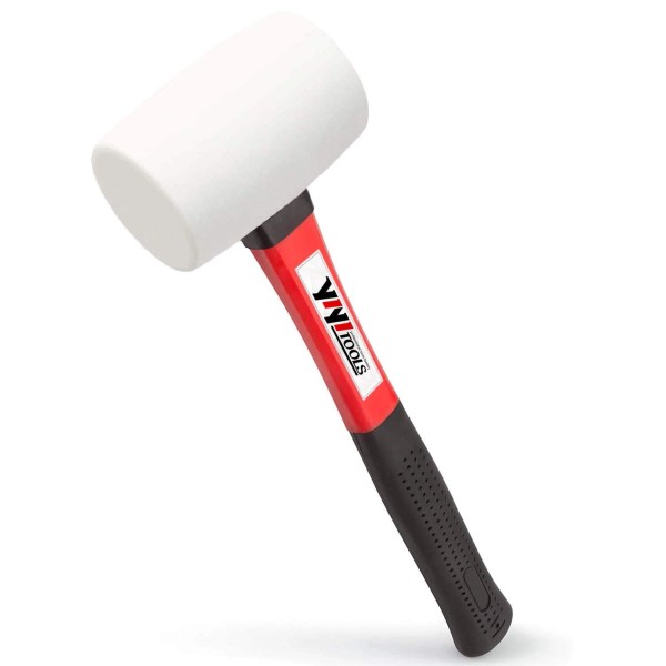 Yiyitools Rubber Hammer, 16Oz Rubber Mallet with Fiberglass Handle,White