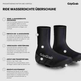 GripGrab Ride Waterproof / Windproof Bicycle Shoe Covers, Road Bike, Off-Road Cycling , black, XXL (46-47)