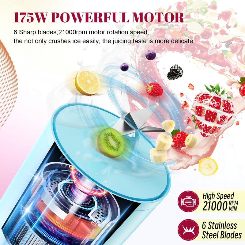 Portable Personal Blender 17 OZ/500 ML Juicer, 175W Personal Size