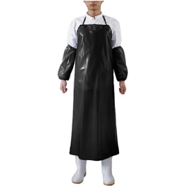 Surblue Waterproof Rubber Vinyl Apron, Anti-Corrosion Rubber 47" Plus Aprons, Project Industrial Chemical Resistant Work Safe Clothes, Butcher, Dishwashing, Lab Work, Dog Grooming, Cleaning Fish,Black