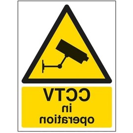 VSafety 63050AN-W "CCTV In Operation" Warning General Sign, Window Sticker, Portrait, 150 mm x 200 mm, Black/Yellow