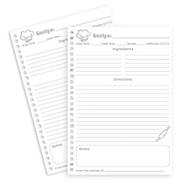 Lubudingjoy Blank Recipe Pages for Removable Blank Recipe Book, 140 Sheets 7"x10" Blank Pages, Recipe Refill Pages for Blank Recipe Book to Write in Your Own Recipes Hold 140 Recipes