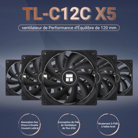 TR TL-C12C X5 CPU Air Fan 120mm Case Fan, Quiet PWM Computer Fan with 1550RPM Speed Cooling Fan, PC Cooling Fan
