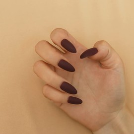 Zehope Mette Press on Nails Red Stiletto Fake Nails Full Cover Artificial Acrylic False Nails for Women and Girls (24Pcs)