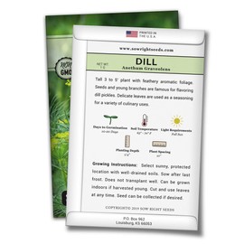 Sow Right Seeds - Dill Seed for Planting - All Non-GMO Heirloom Dill Seeds with Full Instructions for Easy Planting and Growing Your Kitchen Herb Garden, Indoor or Outdoor; Great Gift