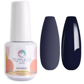 TUTUYU Midnight Dark Blue Gel Nail Polish, 15ML UV/LED Soak Off Indigo Blue Gel Polish for Manicure Salon or DIY Nail Art at Home - GP0059
