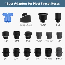 Universal Pull Down Spray Head 3 Modes for Kitchen Faucet, Kitchen Sink Faucet Aerator Sprayer Nozzle, Faucet Head Replacement Compatible with Moen, Delta, Kohler, 15 Adapters, Matte Black