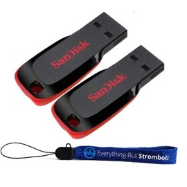 SanDisk Cruzer Blade 128GB (2 Pack) USB 2.0 Flash Drive Jump Drive Pen Drive SDCZ50-128G - w/ (1) Everything But Stromboli (tm) Lanyard