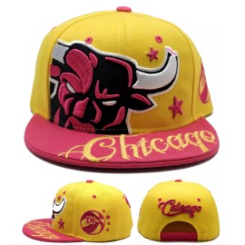 Premium Chicago New Leader AngryBull Colossal Bulls Clr Yellow Pink Era Snapback Hat Cap