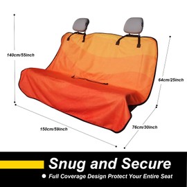 LoyaGour Back Seat Cover for Car Trucks Van SUV Jeep,Waterproof Rear Bench Towel Seat Covers for Dogs and Kids,Automotive Backseat Protector (Orange)
