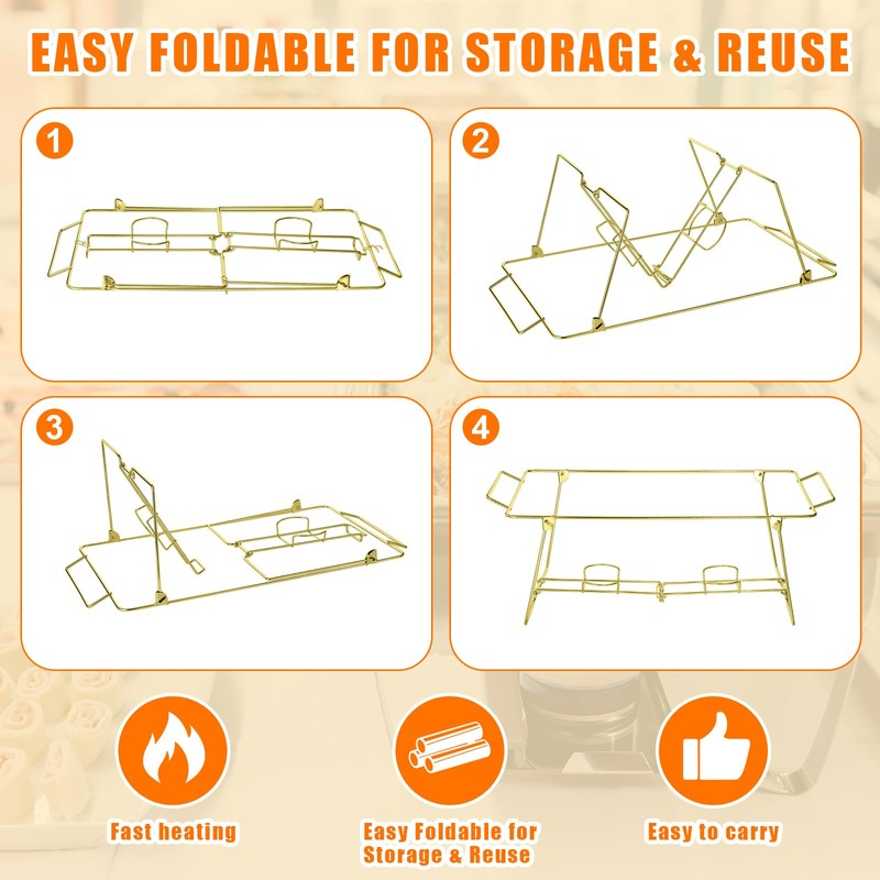 Geosar 32 Pack Wire Buffet Rack Stand Folding Chafing Stand