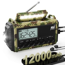 Emergency Radio with NOAA Weather Alert & 44400mWh Solar Hand Crank, AM/FM/SW/NOAA Alerts Radio with 6-Way Power, Flashlight, Reading Lamp, SOS Siren for Home, Outdoor, Camping, Emergencies