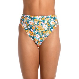 Hobie Women's Standard Hi Waist Bikini Swimsuit Bottom, Multi//Retro Floral, S