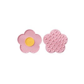 QWINEE Lick Mat for Dogs Cats Flower Shaped Pet Slow Feeder Dog Cat Puppy Bowl Lick Pad for Dog Fun Alternative to Slow Down Eat for Small Medium Large Dogs Pink One-Size