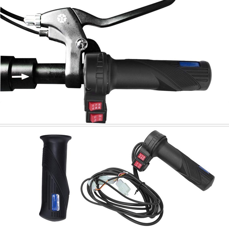 Alomejor E-Bike Throttle Grip 3-Speed Throttle Grip with Cable Universal