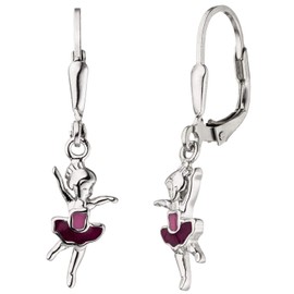 Jobo Children's Earrings Ballerina 925 Sterling Silver Earrings Boutons Children's Earrings, Silver