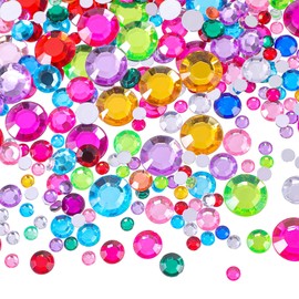 Chuangdi 516 Pcs Acrylic Round Rhinestone Round Crystal Gems Rhinestone Flat Back 18mm/12mm/10mm/6mm for Valentine Wedding Decoration DIY Jewelry Making Crafts (Multicolor)