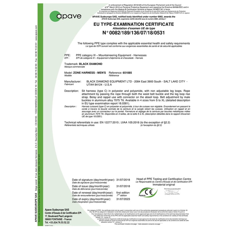 Black Diamond Equipment メンズ ゾーンハーネス サルファー ミディアム