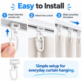 Curtain Track Gliders for Curtain Rails – 20PCS Plastic Hooks with 34mm Head for Home Curtain Track Setup