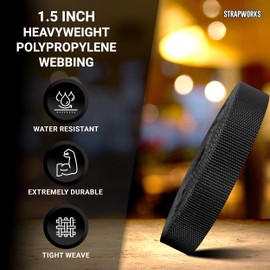Strapworks Heavyweight Polypropylene Webbing - Heavy Duty Poly Strapping for Outdoor DIY Gear Repair, 1.5 Inch x 50 Yards, Charcoal