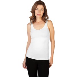Skinny Tees Women's Basic Wide Strap Cami, White, One Size