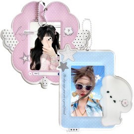 2pcs Cartoon Photocard Holders, 3 Inch Photocard Holder Keychain Cute Photo Card Holders Kawaii Photo Keychain Id Badge Holder Photocards Picture Keychains Vertical Horizontal Plastic Card Protector