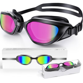 Zeligerstar Swimming Goggles, Goggles Swimming Adult with 3 Sizes Nose Bridges, Anti-Fog UV Protection No Leaking Adjustable Swim Goggles for Men Women Junior