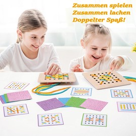 Dr. MUYA Montessori Toy from 3 4 5 Years, Children's Toy from 3 Years, Threading Toy Threading Board for Children, Montessori Threading Game, Motor Skills Toy, Gift 3 Years Children Girls Boys