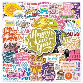 50PCS Inspirational English Stickers for Laptops Water Bottles Journal Scrapbook Skateboard Phone Notebook Bike Luggage Helmet Computer Guitar,Motivational Waterproof Decals for Teens Adults Kids