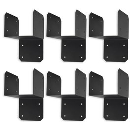 6 Pack Black Post Joist Anchor Connector Carbon Steel, Fit All 4x4, 4x6, 4x8, Joist Truss Beam Stabilization Linking Brackets
