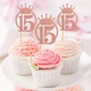 Unimall Pack of 24 Rose Gold Glitter Number 15 Cupcake