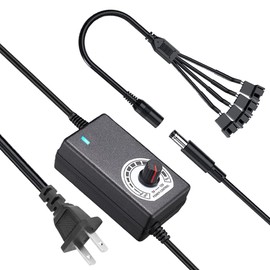 Delinx 36W 12V PC Fan Power Supply,4 Cooling Fan Speed Controller,100-240vAC to 3-12vDC Adjustable 3A Power Adapter,with Fan Splitter Cable,DC Female to 4 x 3/4 Pin, Multi-Functional