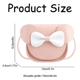 Luckious Children's Bowknot Cute Mouse Ear Crossbody Bag Adorable Mini Shoulder Bag for Outdoor Use,Soft and Durable PU Leather,Stylish Pink and White Design