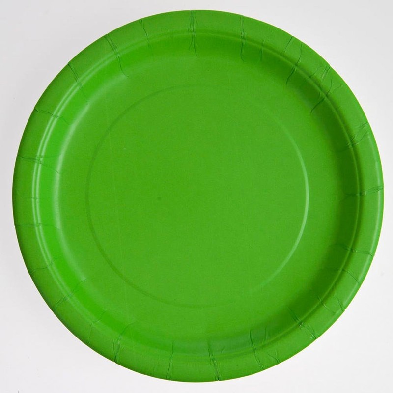 Lime Green Solid Round Paper Dinner Plates - 9" (Pack