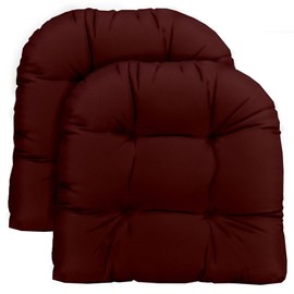 RSH DECOR: Sunbrella Tufted Wicker U-Shape Cushions Set of 2 | 22” x 22” | Outdoor Seat Cushions for Patio Furniture| Crafted with Sunbrella Performance Fabric | Canvas Burgundy