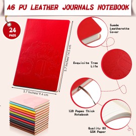 24 Pcs PU Leather Journals Notebook Bulk Colorful Tree Life Lined Journal Notebook Soft PU Leather Cover Ruled Writing Notebook for Writing Office School Home Business 128 Pages, A6 (Vintage Color)