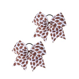 Football Cheer Bow Football PonyTail Holder Bowknot Football Bow Hair Ring Tie Bow PHB10 (2 PCs-Set)