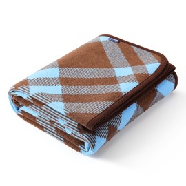 ACUSHLA Merino Wool Blanket - Soft Warm Thick Washable Large Throw Blanket for Camping Bed Couch Outdoor Travel All Weather, Scottish Plaid Blue 79X63