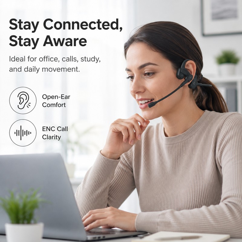 Open-Ear Bluetooth Headset for Work & Calls – ENC Boom