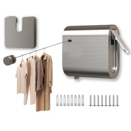 IPalamila Washing Line Retractable Outdoor,16-26ft Retractable Washing Line Outdoor,Heavy Duty Stainless Steel Extendable Washing Line,Garden Balcony Patio Rustproof Retractable Washing Line