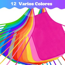 FUWEN Delantales de Pintura para Niños de 12 colores, 12 Piezas Delantales de Tela no Tejida para Niños, para Cocina, Aula, Evento Comunitario, Manualidades y Actividades de Pintura Artística