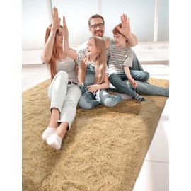 Macgace Fluffy Area Rugs for Bedroom Decor Aesthetic, 4x6 Beige Shag Rug with Non-Slip Dots for Living Room, Fuzzy Plush Carpet Washable Rug Modern Home Decor for Kids Nursery Girls Room Office