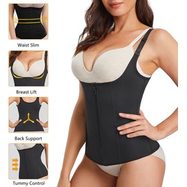 KUMAYES Underbust Corset Waist Trainer Cincher Corset Shapewear Women's Tummy Control Body Shaper Waist Shaper with Hooks, black