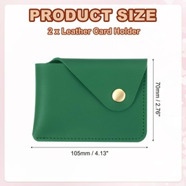 PATIKIL Slim Leather Card Holder with Snap Closure, 2 Pcs Leather Front Pocket Wallet Card Case Holder for Cash Coin Men and Women Business Office, Green