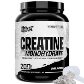 Nutrex Research Micronized Creatine Monohydrate Powder - 200 Servings (1KG) Pure, Unflavored Creatine Monohydrate Supplement for Muscle Gain, Strength and Performance, 5G Per Serv (2.2lbs)
