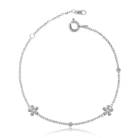 Meissa Armband für Frauen Sterling Silber Cute Flower Armband Tiny Ball Floral Gold Armband Mädchen Schmuck Geschenk, Silber