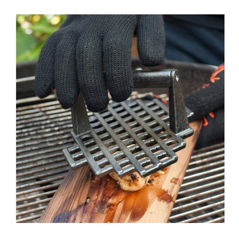 Charcoal Companion CC5159 Cast Iron Grill Marks Press (2-Pack) Bundle