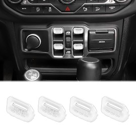 CheroCar for Jeep JL Window Switch Button Cover Trim Interior Accessories for Jeep Wrangler JL JLU Gladiator JT 2018-2021 (White)