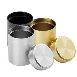 WPNCYK 3 Pcs Aluminum Storage Jars, Portable Small Mini Smell Proof Containers, Airtight Aluminium Metal Smell Proof Jars, Multipurpose Storage for Sugar Spices Coffee Teas Traveling